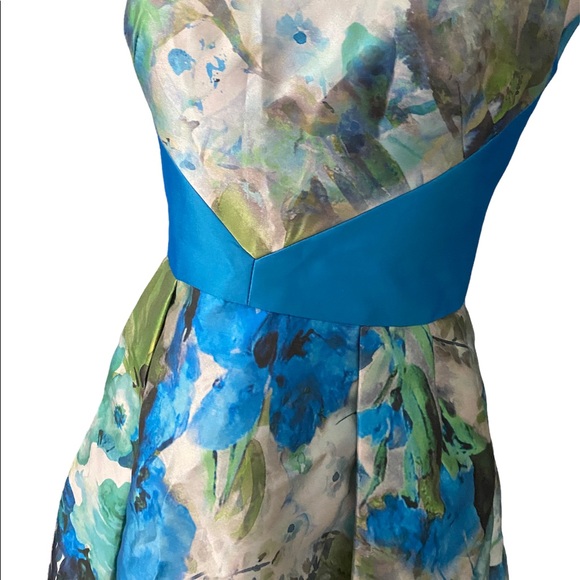 THEIA floral blue dress sz-4 - Picture 4 of 7